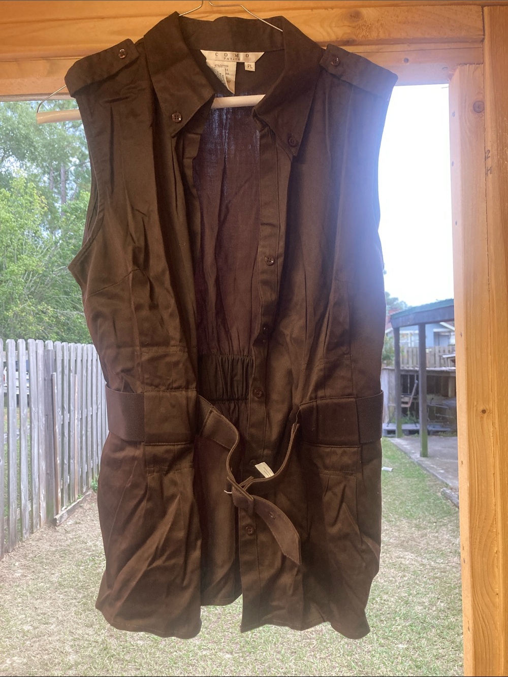 Sleeveless Brown Utility Vest Jacket -